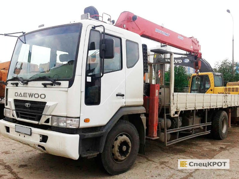 Аренда манипулятора Daewoo, стрела 8 тонн, борт 12 тонн